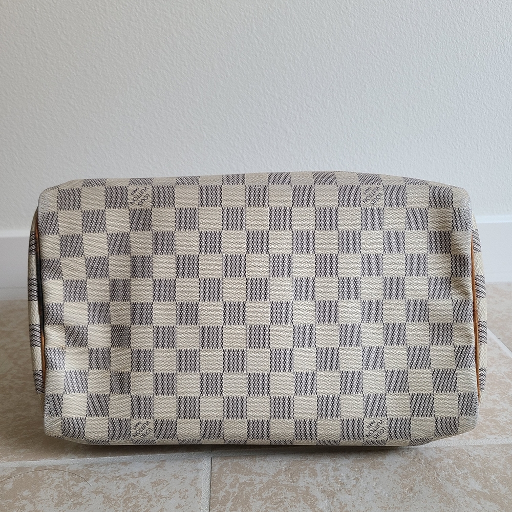 Louis Vuitton Damier Azur Canvas Satchel with Brown Leather Trim - Picture 6 of 15